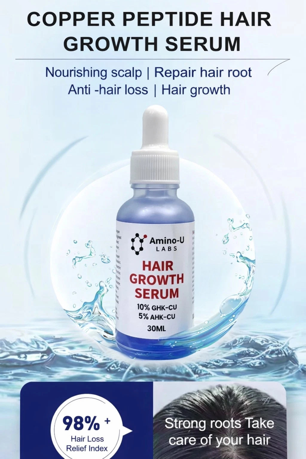 Copper Peptide 10% GHK-CU, 5% AHK-CU with Oligopeptide-1 Hair Treatment Serum