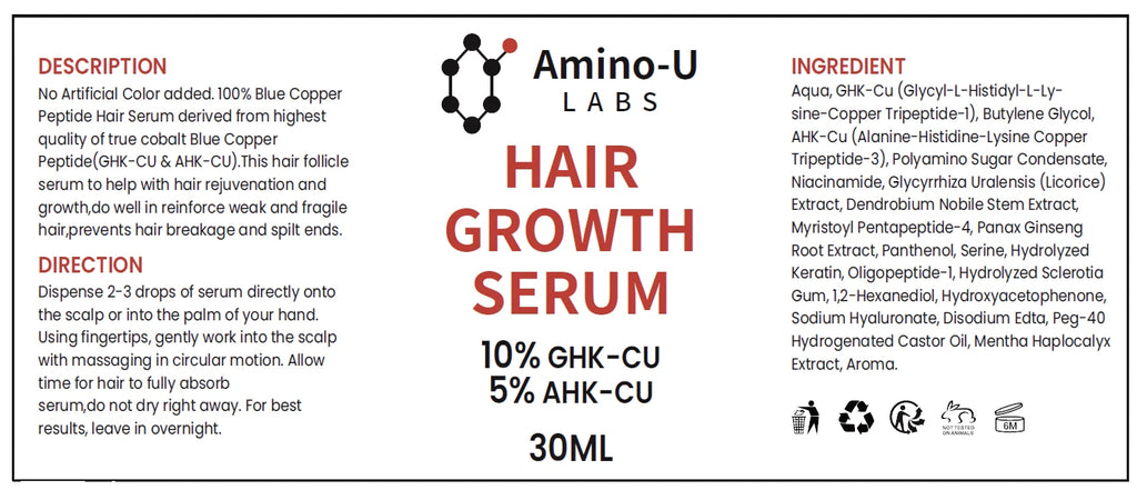 Copper Peptide 10% GHK-CU, 5% AHK-CU with Oligopeptide-1 Hair Treatment Serum