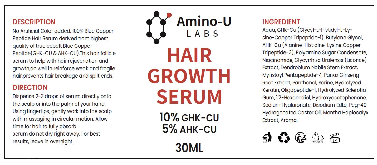 Copper Peptide 10% GHK-CU, 5% AHK-CU with Oligopeptide-1 Hair Treatment Serum